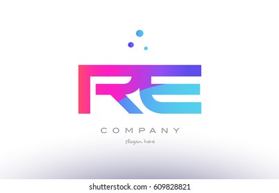 re r e  creative pink purple blue modern dots creative alphabet gradient company letter logo design vector icon template