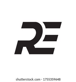 R E fast spped letter logo design concept