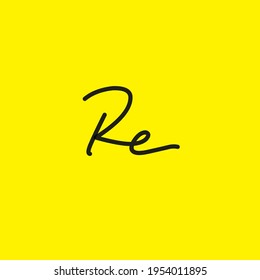 RE r e Initial handwriting creative fashion elegant design logo Sign Symbol template vector icon