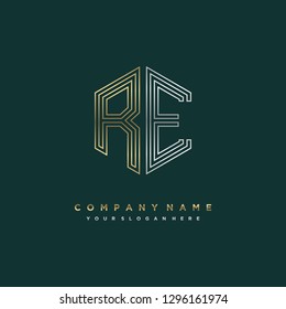 R E initial letter, modern logo design template vector