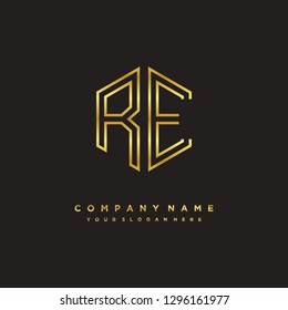 R E initial letter, modern logo design template vector
