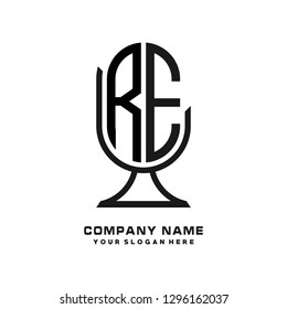 R E initial letter, modern logo design template vector