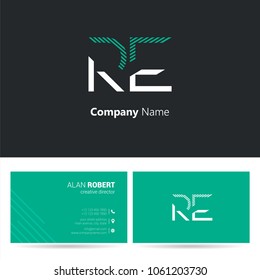 R & E joint logo stroke letter design with business card template
