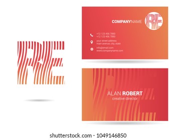 R & E joint logo waves letter design with business card template