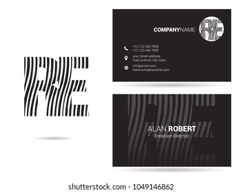 R & E joint logo waves letter design with business card template