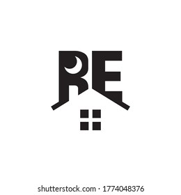 R E-Brief-Haus-Mond Negativ-Raumlogo