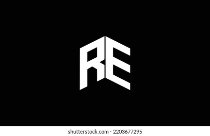  RE R E Letter Logo Design. Creative Icon Modern Letters Vector Logo. 