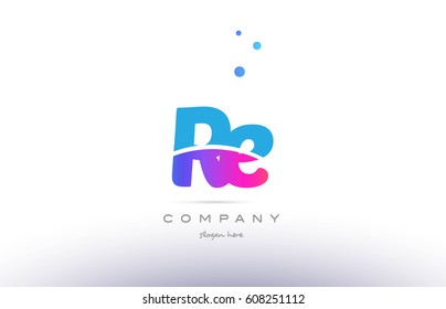 re r e  pink purple blue white uppercase lowercase modern creative alphabet gradient company letter logo design vector icon template