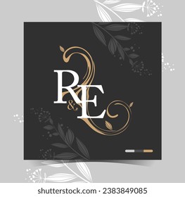 R, E, RE, Beauty vector initial logo, wedding monogram collection, Modern Minimalistic and Floral templates for Invitation cards, Save the Date, Logo identity for restaurant, boutique, cafe in vector