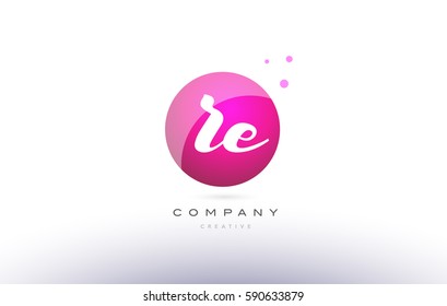 re r e  sphere pink 3d alphabet company letter combination logo hand writting written design vector icon template 