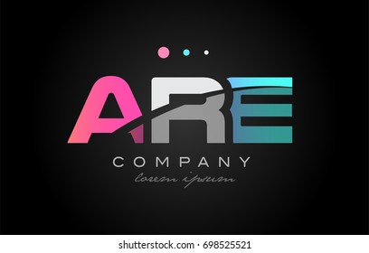 ARE a r e three 3 letter logo combination alphabet vector creative company icon design template modern  pink blue white grey