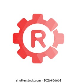 R engineering logo. Alphabet letter logo design vector icon. Red low poly style. Vector Illustrator