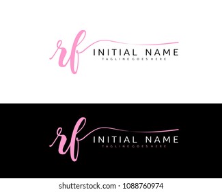 R F Initial handwriting logo vector. Hand lettering for designs.
