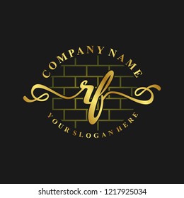 R F Initial handwriting logo vector. Hand lettering for designs.