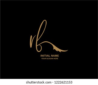 R F Initial Handwriting Logo Template