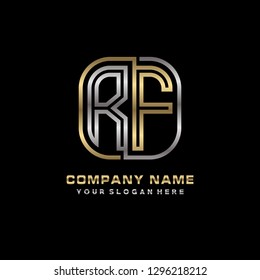 R F initial letter, modern logo design template vector 