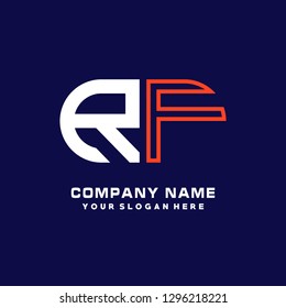 R F initial letter, modern logo design template vector 