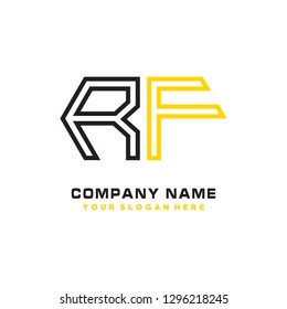 R F initial letter, modern logo design template vector 