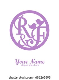 R F initial wedding decorative logo template