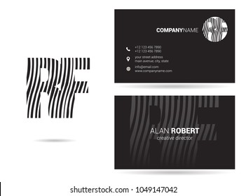 R & F joint logo waves letter design with business card template
