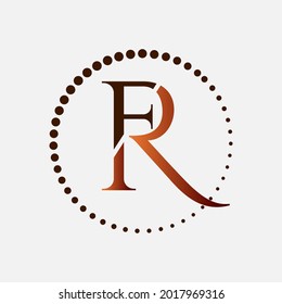 R and F logo blended with blue gray colors graphic concept illustrations