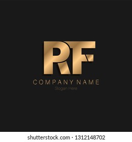 R F Logo. RF Letter Design Vector with gold. Eps 10 - Vector