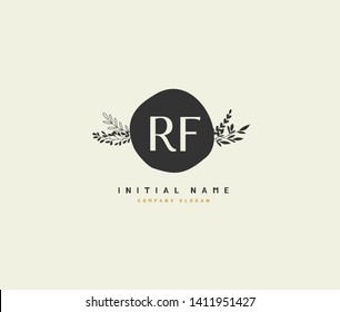 R F RF Beauty vector initial logo, handwriting logo of initial wedding, fashion, jewerly, heraldic, boutique, floral and botanical with creative template for any company or business.