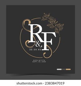 R, F, RF, logotipo inicial del vector de belleza, colección de monogramas de boda, plantillas minimalistas modernas y florales para tarjetas de invitación, Guardar la fecha, identidad del logotipo para restaurante, boutique, café en vector