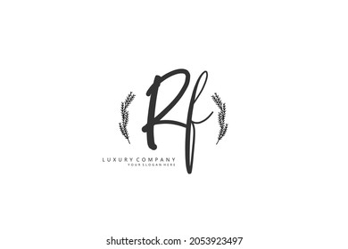 R F RF logo, Initial lettering handwriting or handwritten for identity. Logo with signature and hand drawn style.