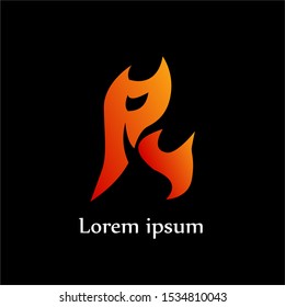 R Fire Flame Letter Logo Icon Design Vector For Company or Brand