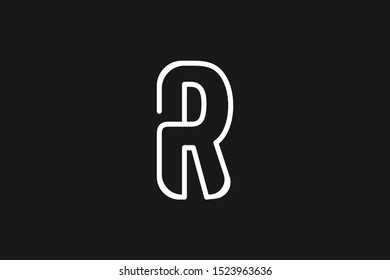 R flat letter line logo design