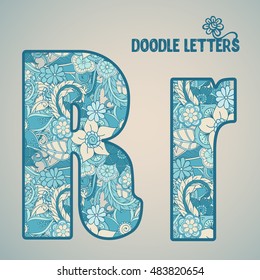 R, Flower letter isolated. Vector illustration