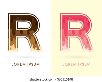 R Font , Chocolate and strawberry melt graphic vector