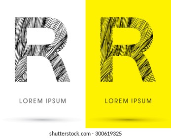 R ,Font , hair line, graphic vector.