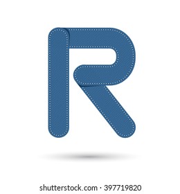 R font vector with blue Jeans  on White background