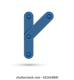 r font vector blue Jeans with studs on White background