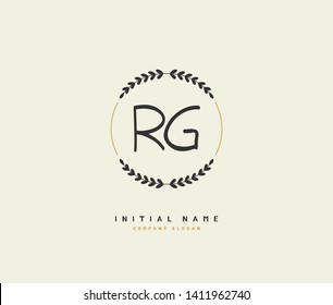 R G RG Beauty vector initial logo, handwriting logo of initial wedding, fashion, jewerly, heraldic, boutique, floral and botanical with creative template for any company or business.