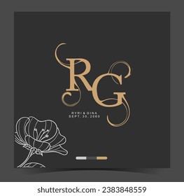R, G, RG, Beauty vector initial logo, wedding monogram collection, Modern Minimalistic and Floral templates for Invitation cards, Save the Date, Logo identity for restaurant, boutique, cafe in vector