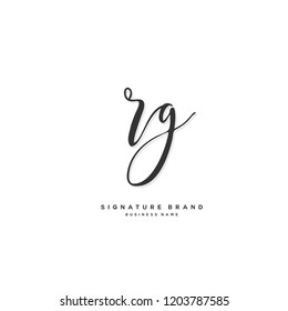 R G RG Initial letter handwriting and  signature logo concept design