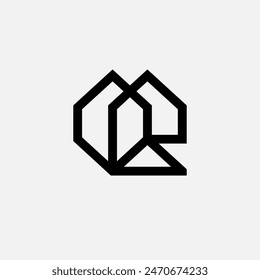 Logotipo de bienes raíces hexagonal geométrico R o OR
