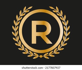 R Gold Letter Design-Vektorgrafik mit goldenen Luxus-Farben und Monogram-Design