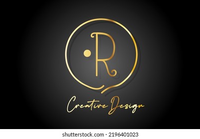 R gold yellow alphabet letter logo icon design with luxury vintage style. Golden creative template for business and company