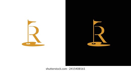 R golf logo design unique and modern