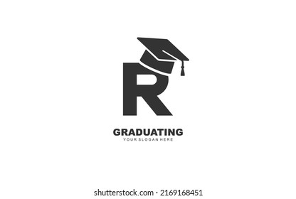 R graduation logo design inspiration. Vector letter template design for brand.