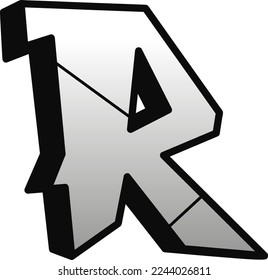 R Graffiti letters font.Vector hand drawn line cartoon illustration. Graffiti letters, abc, urban, fonts fashion print for t-shirt, poster, logo art concept