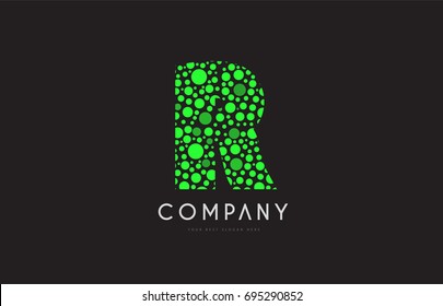 r green bubble circle dot alphabet letter bold logo vector creative company icon design template modern background