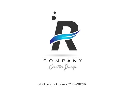 R grey blue dots alphabet letter logo icon. Creative template for business and company