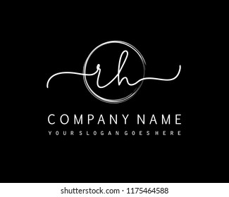 R H Initial handwriting logo vector