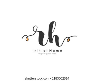 R H Initial handwriting logo vector template