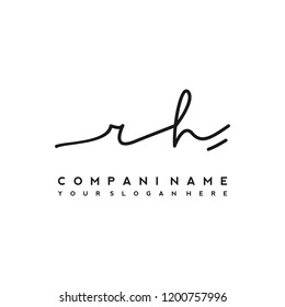 R H Initial handwriting logo vector